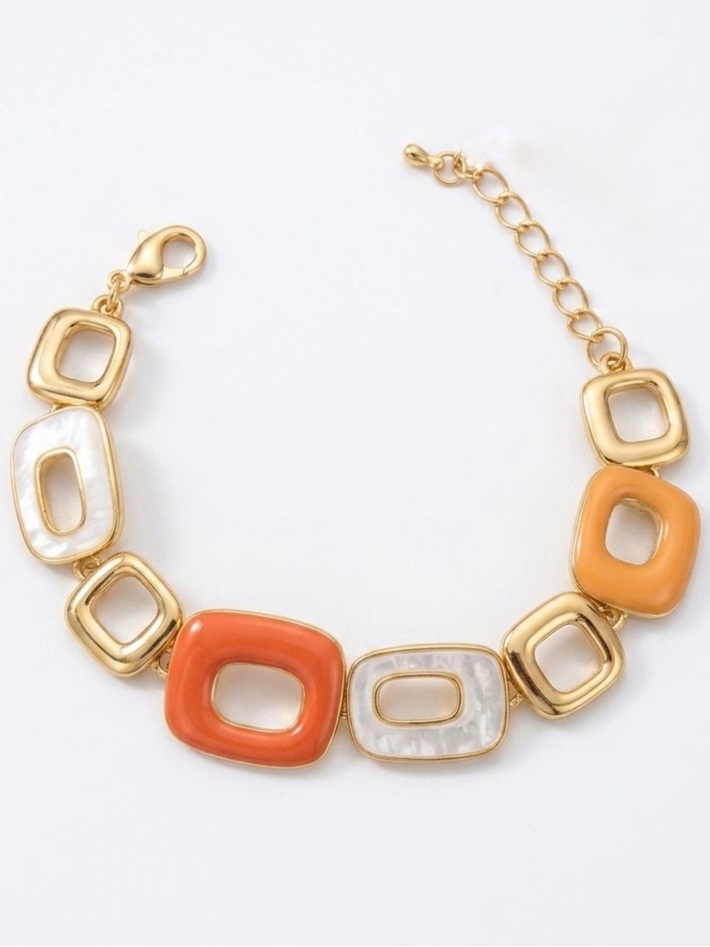 LIMITED EDITION 14k Gold Plated MOP & Enamel Bracelet - Gema Inspired